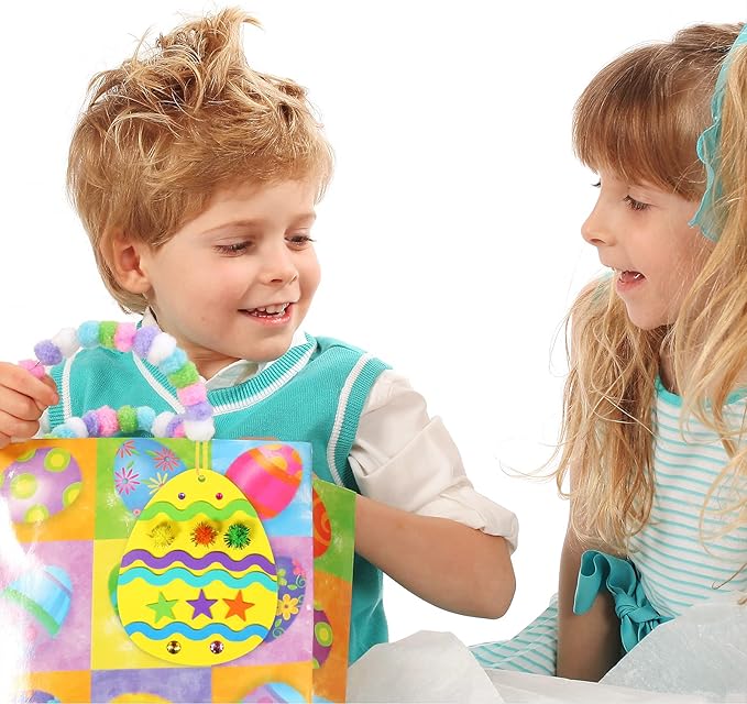 Winlyn 32 Sets Easter Egg Ornaments Decoration DIY Easter Craft Kits Assorted Foam Easter Egg Ornaments Easter Foam Stickers for Kids Party Favors Easter Spring Classroom Activity Art Project