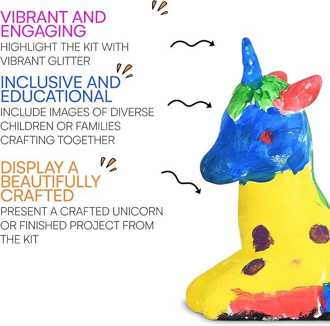 Neliblu DIY Unicorn Craft Kit - Unicorn Project Painting Kit - Paint Your Own Unicorn Masterpiece for Girls, Birthday Parties, and Creative Play - Ideal Gift Set for Little Pony Lovers