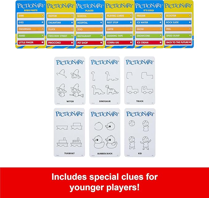 Mattel Games Pictionary Board & Drawing Game for Kids, Adults, Families & Parties, Unique Catch-All Category for 2 Teams (Amazon Exclusive)