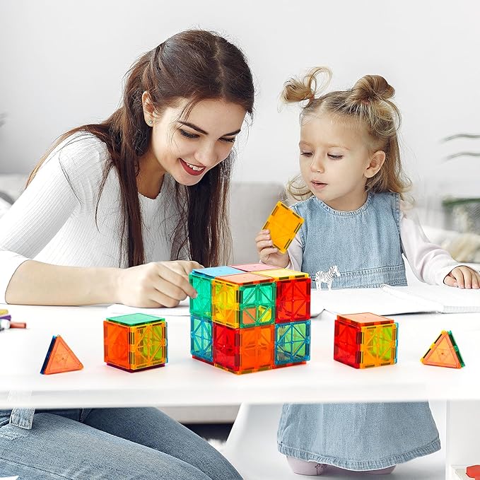 Magnetic Tiles, 100PCS Building Blocks, Magnets Building Set, STEM Construction Stacking Toy Gift for Kids 3+ Boys and Girls Preschool Kindergarden Toy