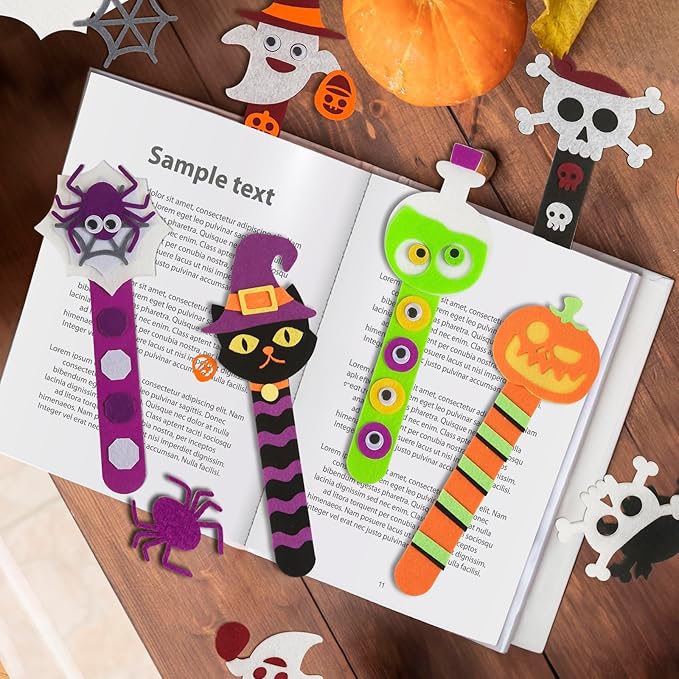 Letapapa Halloween Crafts for Kids Ages 4-8, 24 Pack Halloween Bookmarks DIY Crafts, Halloween Party Favors Trick or Treating, Goodie Bag Gifts Toys, Halloween Classroom Prizes for Kids Art Activities