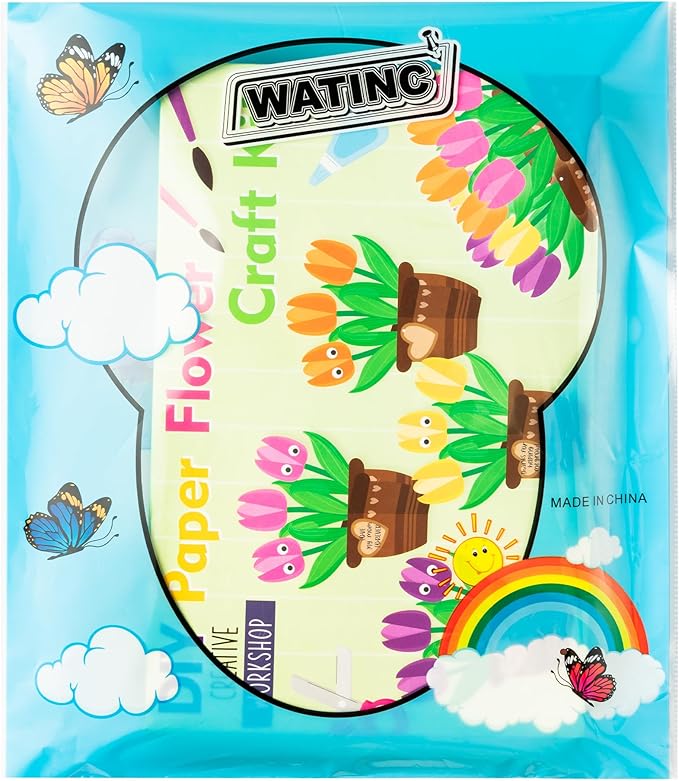 WATINC 28 Pack Tulips Flower Craft Kit, Make Your Tulips Craft Appreciation Gift with Greeting Tags, DIY Thankful Flowers Decor for Home School Party Classroom Art Activitie