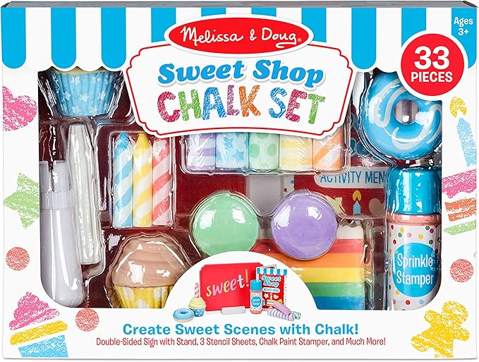 Melissa & Doug Sweet Shop Multi-Colored Chalk and Holders Play Set - 33 Pieces, Great Gift for Girls and Boys