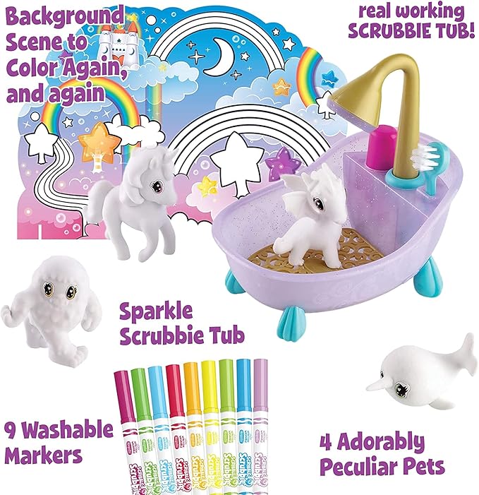 Crayola Scribble Scrubbie Peculiar Pets, Washable Pet Grooming Toy for Kids, Arts & Crafts, Gifts for Girls & Boys, Ages 3, 4, 5