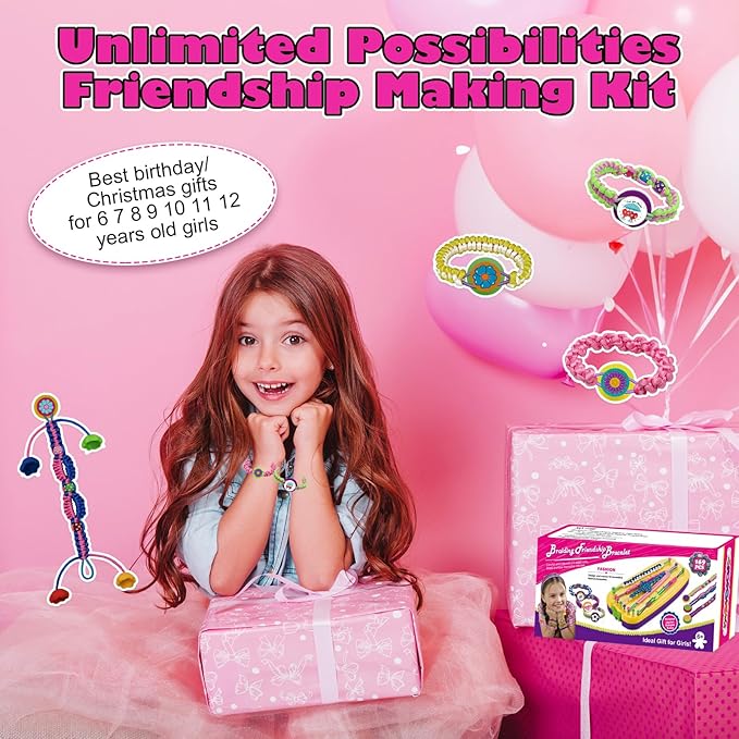 Yikusu Friendship Bracelet Making Kit for Girls, Birthday Gifts for Girls Ages 7 8 9 10 11 12 Year Old, Arts and Crafts Toys for Kids Ages 8-12,DIY Bracelet Jewelry Maker Toys Set