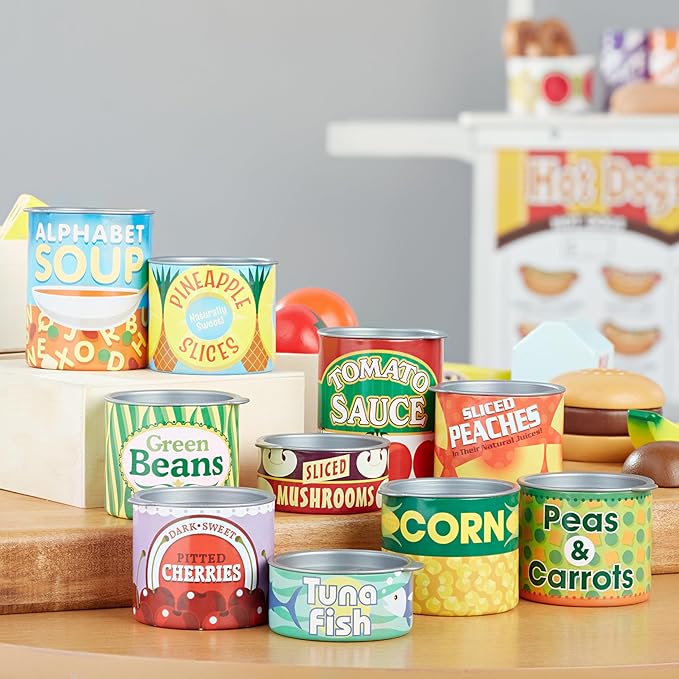 Melissa & Doug Canned Food Play Set Pretend Play Play Food 3+ Gift for Boy or Girl