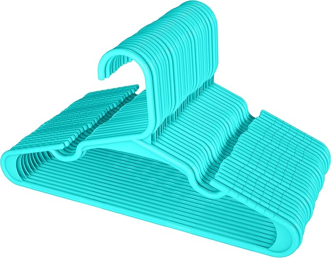 Utopia Home 60 Pack Kids Hangers - 11.5 Inch Plastic Baby Hangers for Closet - Childrens Hanger for Clothes & Infant Hanger for Closet - Ideal for Everyday Standard Use (Teal)