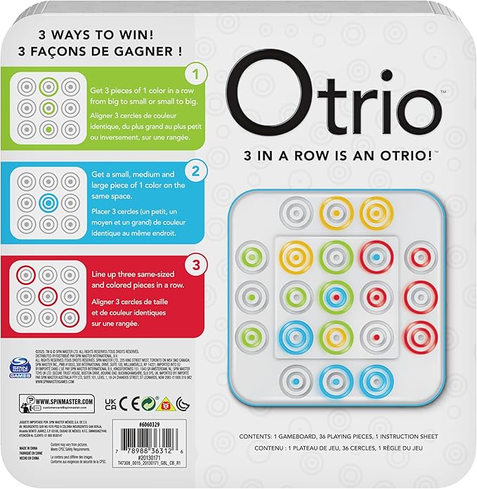 Spin Master Games, Otrio Strategy-Based Board Game, Classic Game, Kids Games, Family Game Night for Ages 8+