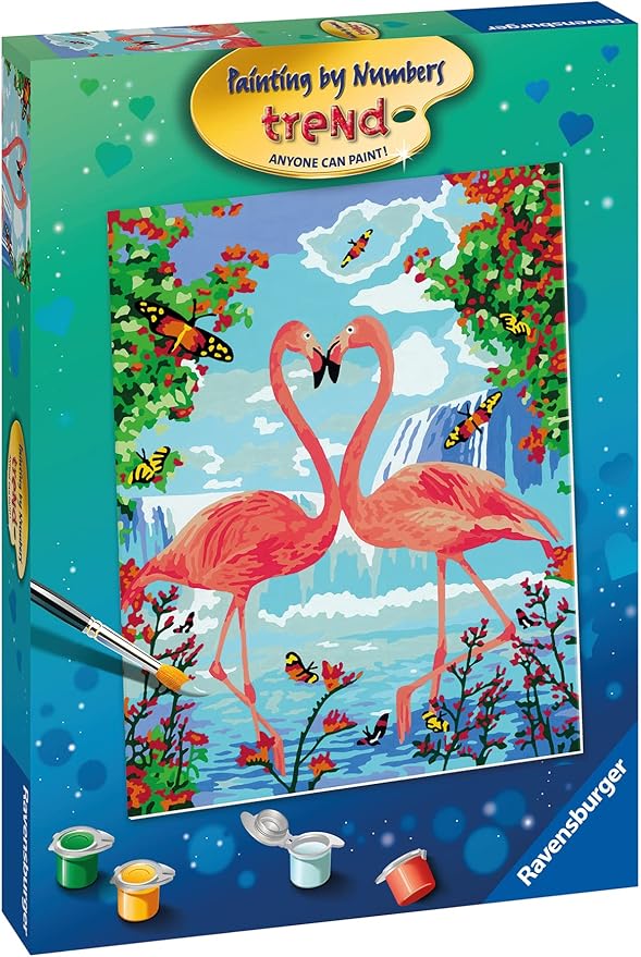Ravensburger Flamingo Love Paint by Numbers Kit for Children - Painting Arts and Crafts for Kids Age 12 Years Up