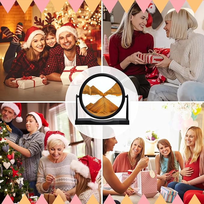 MXYATCJ | Moving Sand Art | Sand Art Liquid Motion | Sand Art Pictures | 3D Deep Sea Sandscape | Glass Sand Art Display | Sand Relaxing Gift for Adult | Home Office Decor | Desktop Toys | (8'' Orange)