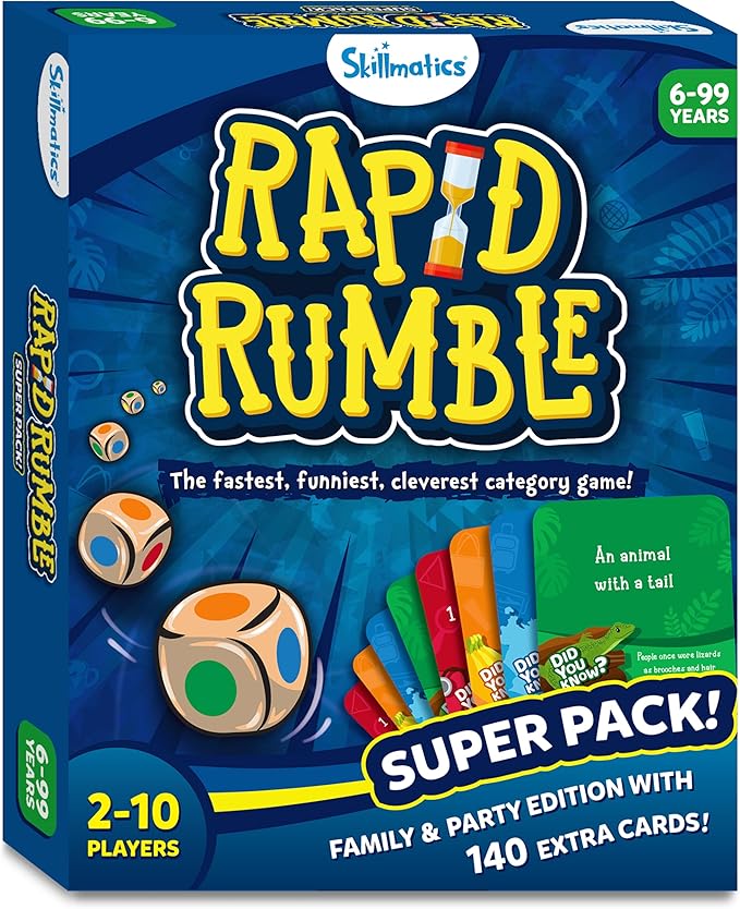 Skillmatics Board Game - Rapid Rumble Super Pack, Family & Party Edition with 140 Extra Cards, Educational Toys, Gifts for Kids, Teens & Adults