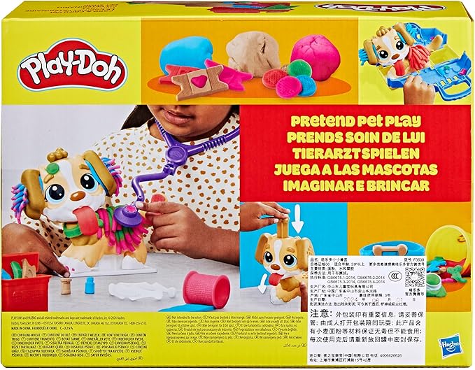 Play-Doh Care 'n Carry Vet Playset for Kids 3 Years and Up with Toy Dog, Storage, 10 Tools, and 5 Modeling Compound Colors, Non-Toxic