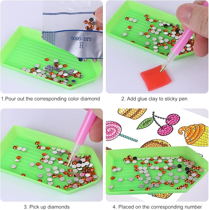 MEIEST 5D Diamond Art Painting Stickers Kits for Kids and Adult Beginners,Fun DIY Unicorn and Ice-Cream Mosaic Stickers by Numbers Kits,Creative Arts and Crafts Set and Handmade Gift