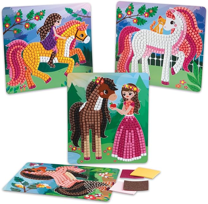 ORB 50993.0 Sticky Mosaics Horses, Multi, Brown/Yellow/Pink/Green, 12" x 2" x 10.75"