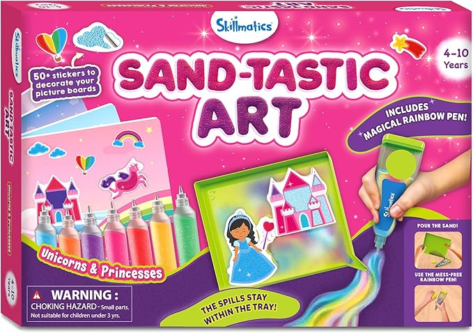 Skillmatics Art & Craft Activity - Sand-Tastic Art Unicorns & Princesses, Sand Art for Kids, Craft Kits & Supplies, DIY Creative Activity, Valentine's Day Gifts for Ages 4, 5, 6, 7, 8, 9, 10