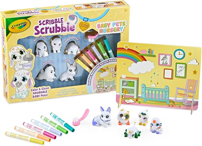 Crayola Scribble Scrubbie Baby Pets Nursery, Baby Animal Toys for Toddlers & Kids, Gift for Girls & Boys, Ages 3, 4, 5