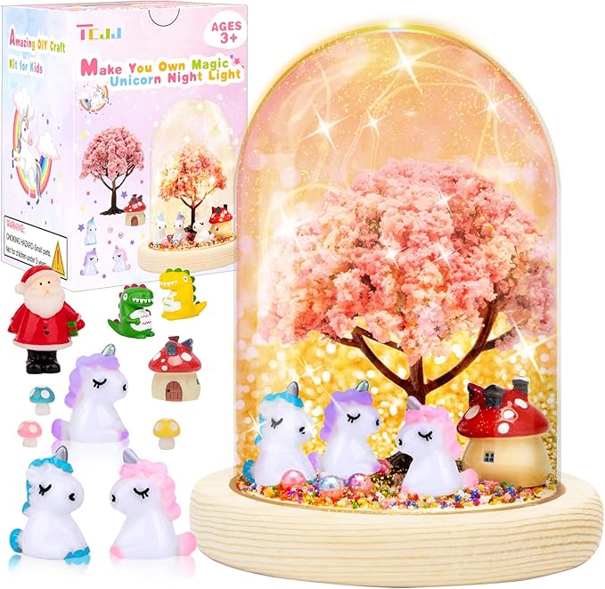 Unicorn Night Light, TCJJ DIY Night Light- Make Your Own Night Light, Unicorn Gifts for Girls, Unicorn Mermaid Hand Craft Terrarium Birthday Gifts Christmas Gifts for Age 4, 5, 6, 7, 8 Years Old Girls