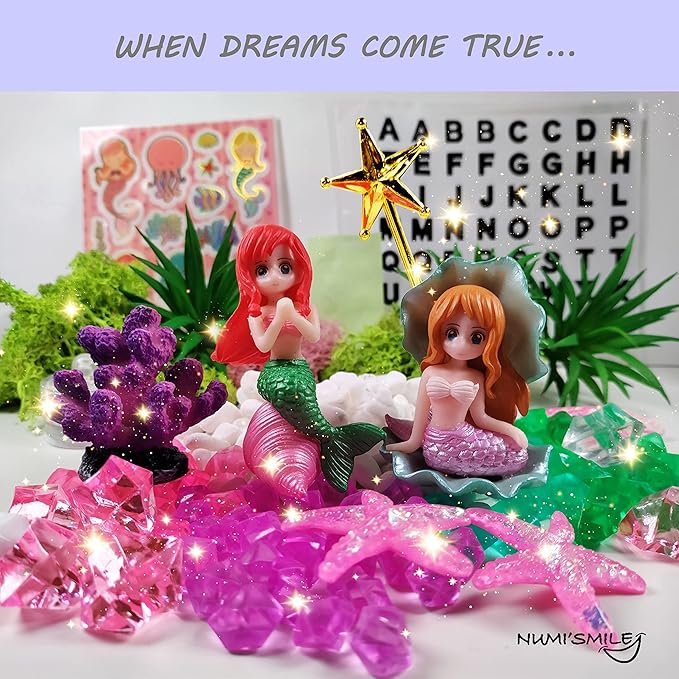 Make Your Own Light-Up Mermaid Terrarium Kit for Kids, Mermaid Gifts for Girls Ages 4 5 6 7 8 9 10 Years and up, DIY Mini Garden Nightlight Project, Arts and Crafts for Kids, Mermaid Toys for Girls