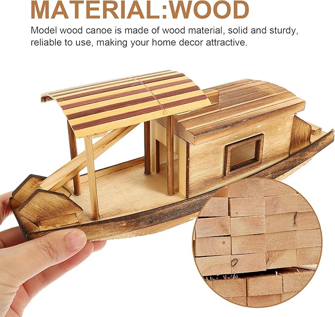 Vaguelly Boat Model Fishing Boat Decor Model Wood Canoe Juguetes Adultos Wood Trim Retro Model Mini Sailboat Figurine Wood Crafts for Kids Model Fishing Boat Wooden Boat Decorate Gift