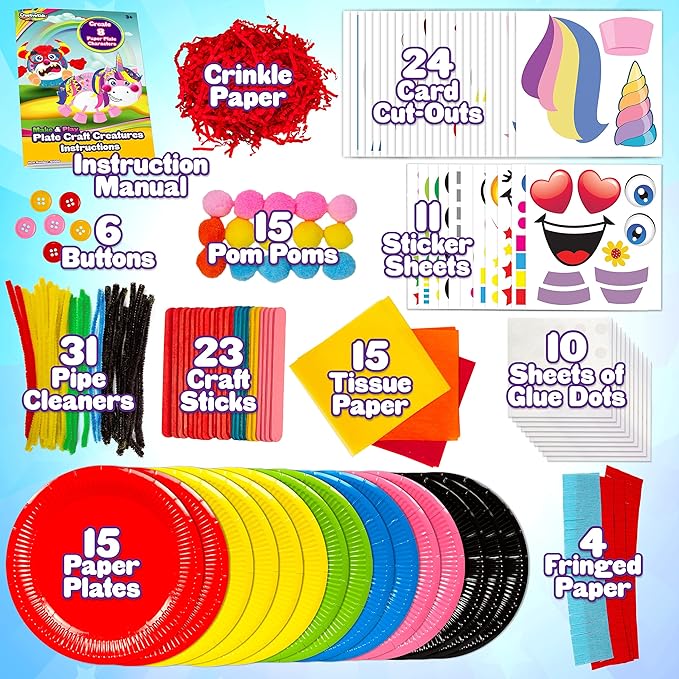 Creative Kids Make & Play Plate Craft Kit - Arts and Crafts Kit for Toddlers Ages 2, 3, 4, 5 Years Party Activity Kits for Toddler 3+