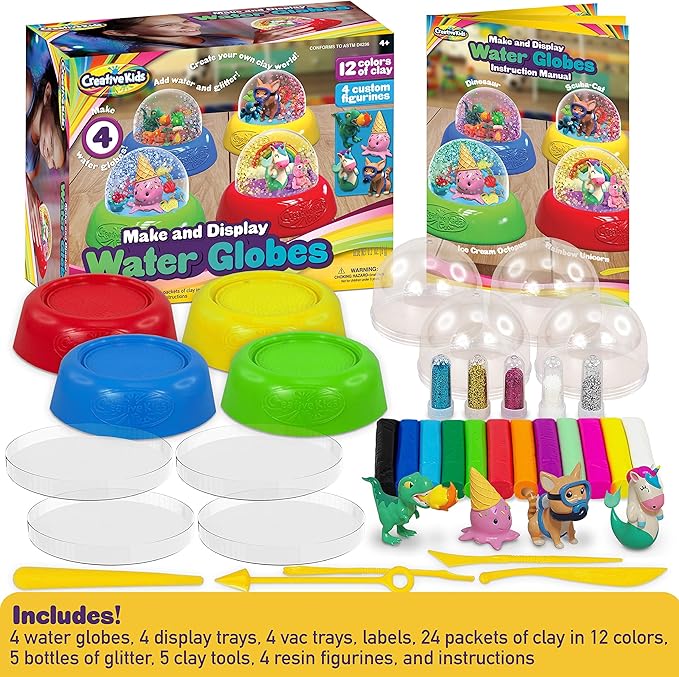 Make Your Own Water Globe Craft Kit for Kids – DIY Crafts Boys Girls Snow Globe Making Kit for Children - Under Sea Inspired Collectible Dog Dinosaur Unicorn Ice Cream Figurines Ages 4+