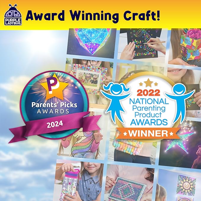 PURPLE LADYBUG Sungemmers Window Gem Art Suncatcher Kits – Easter Gift Basket Stuffers for Kids, Birthday Gifts for Girls & Boys, Crafts for Ages 4-10, Fun DIY Art Kit for Kids 6-12