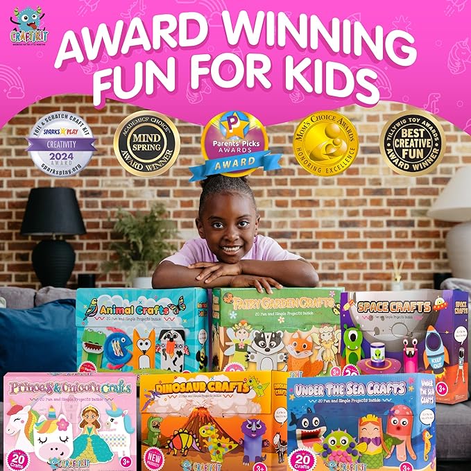 Craftikit® 20 Award-Winning Fairy Garden Crafts for Kids - 20 All-Inclusive Fun Paper Toddler Crafts, Fairy Garden Kit for Kids Ages 3-8, Magical Fairy Gifts