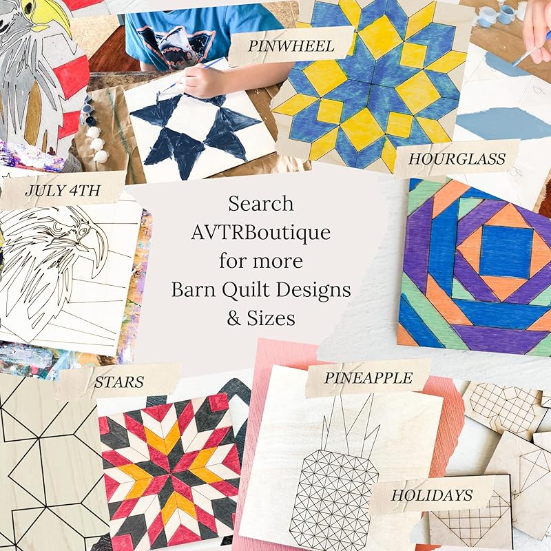 Maple Leaf Unfinished Barn Quilt Wooden Sign Painting Kit, Country Wall ARt Canvas Quilts Blocks to Paint (9 inches, Bear Paw) AVTRBoutique