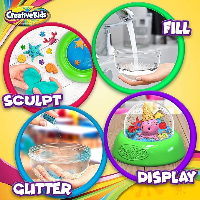 Make Your Own Water Globe Craft Kit for Kids – DIY Crafts Boys Girls Snow Globe Making Kit for Children - Under Sea Inspired Collectible Dog Dinosaur Unicorn Ice Cream Figurines Ages 4+
