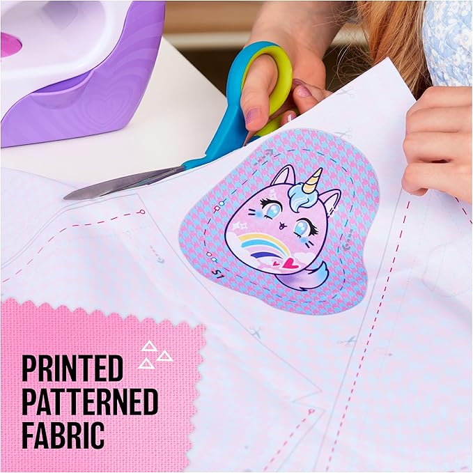 Cool Maker, Stitch ‘N Style Fashion Studio, Pre-Threaded Sewing Machine Toy with Fabric and Water Transfer Prints, Arts & Crafts Kids Toys for Girls