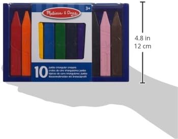 Melissa & Doug Jumbo Triangular Crayons - 10-Pack, Non-Roll, Flip-Top Case