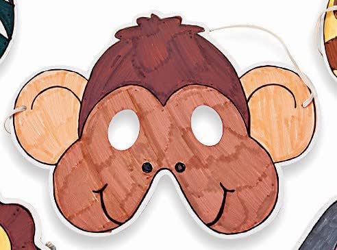 Fun Express Color Your Own Zoo Animal Masks - 12 Make Animal Faces Arts & Crafts Jungle Safari Party Zoo Animal Birthday Party - Kids Crafts Activities DIY Party favors - Dress Kids Home Activities