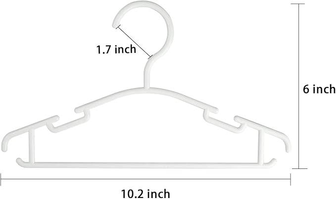 Kids Hangers 60 Pack White Plastic Baby Hangers, Toddler Hangers for Infant Child Clothing