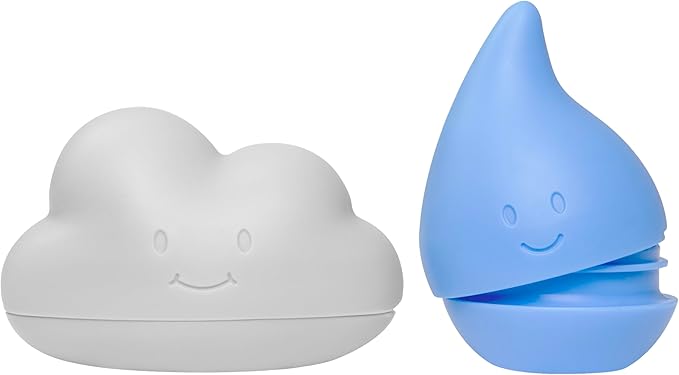Ubbi Muted Color Cloud and Droplet Silicone Bath Squeeze Toys for Toddlers and Baby, Fun Bath Time Toys, Interactive Bath Toys, Baby Bath Accessory, Set of 2