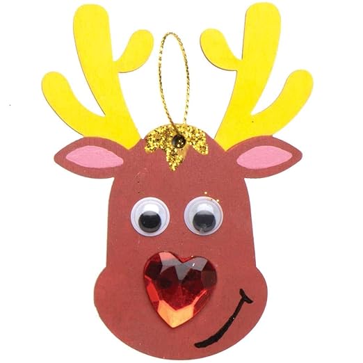 Baker Ross AX464 Christmas Wooden Decorations - Pack of 12, Wood Crafts for Kids to Decorate, Ideal Christmas Tree Decoration, Great for School, Craft Groups and Home Crafting