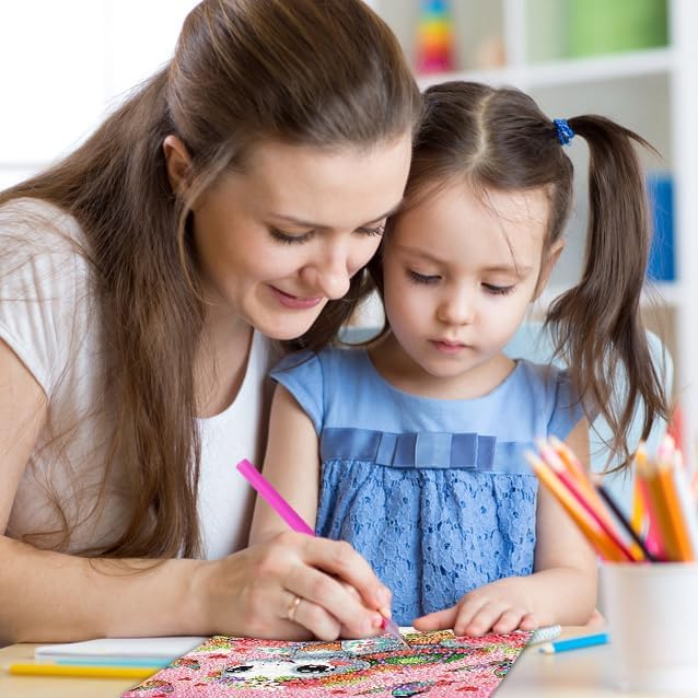 FQOVKYN 4Pcs 5D Cute Animals Diamond Art Kits for Kids, DIY Diamond Art Painting Mosaic Kits for Adults Beginner, Full Drill Small Diamond Gem Art and Craft for Kids Age 8-12 (15 * 15cm)