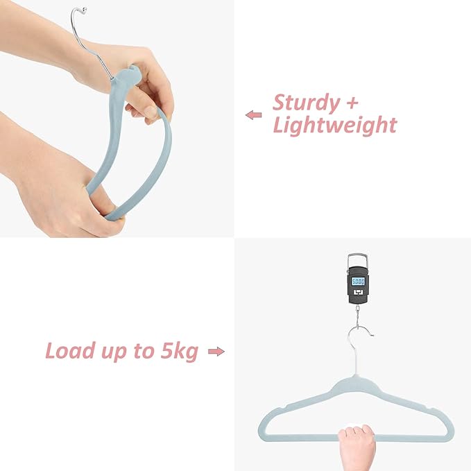 Kids Velvet Hangers 30 Pack, 11 Inch Size Non-Slip Baby Hangers, Space-Saving Nursery Hangers, Perfect Infant/Toddler Clothes Hangers for Daily Use(Blue)