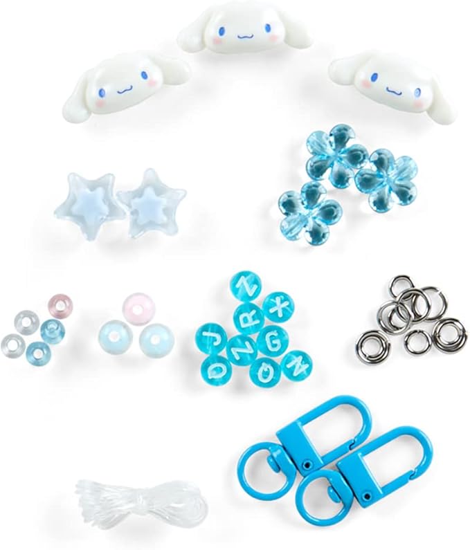 SANRIO Cinnamoroll Custom Bead Set - 107 Pieces - Acrylic - Round - DIY Jewelry Making Kit - Medium - Light Blue