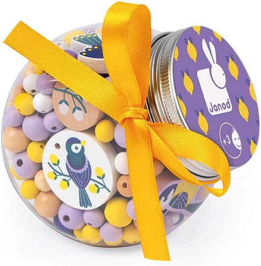 Janod Birdy Chickadees Wooden 220 Beads Craft Set - Ages 6+ - J06668