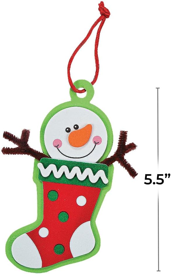 Snowman Stocking Christmas Tree Ornament Craft Kit - Makes 12 - DIY Christmas Crafts for Kids