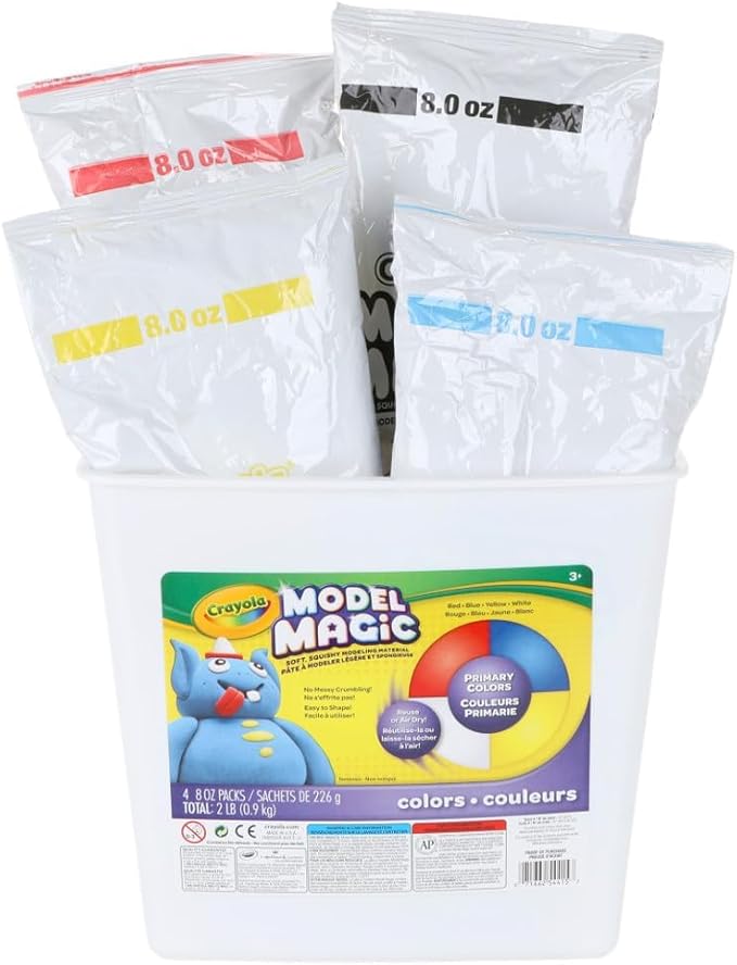 Crayola Model Magic (2lb Bucket), Modeling Clay Alternative, Primary Colors, Air Dry Clay for Kids, Classrooms Supplies, 3+