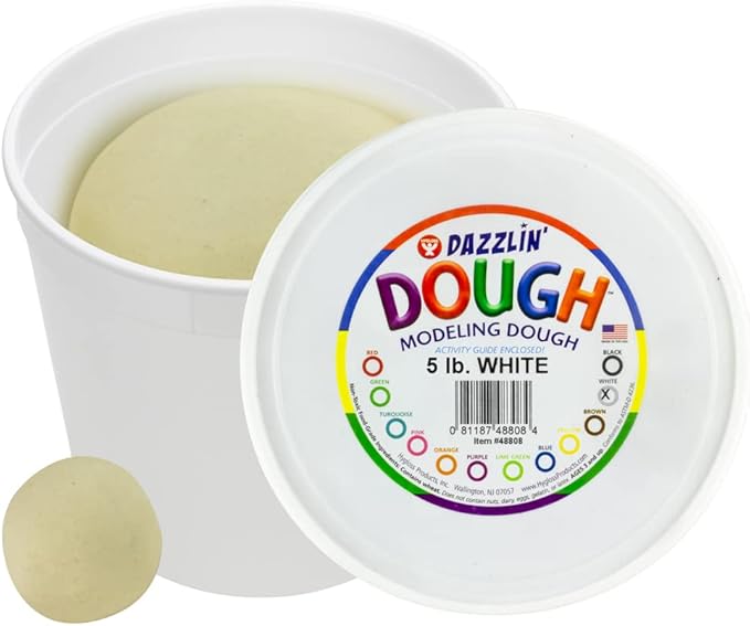 Hygloss Play Modeling Dough - White Dough Unscented - Safe & Non-Toxic for Kids Arts & Crafts - Party Favors - Classroom Supplies - 5lb