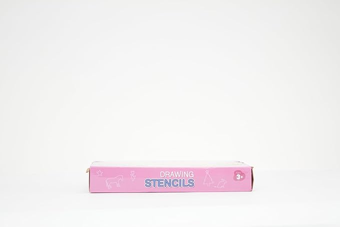 Mimtom Drawing Stencil Kit for Kids, 51 PC Art Set with 270+ Shapes, Sketch Pad, and Colored Pencils for Child's DIY Arts and Crafts, Draw with Princess, Fairies and Animal Stencils, Pink