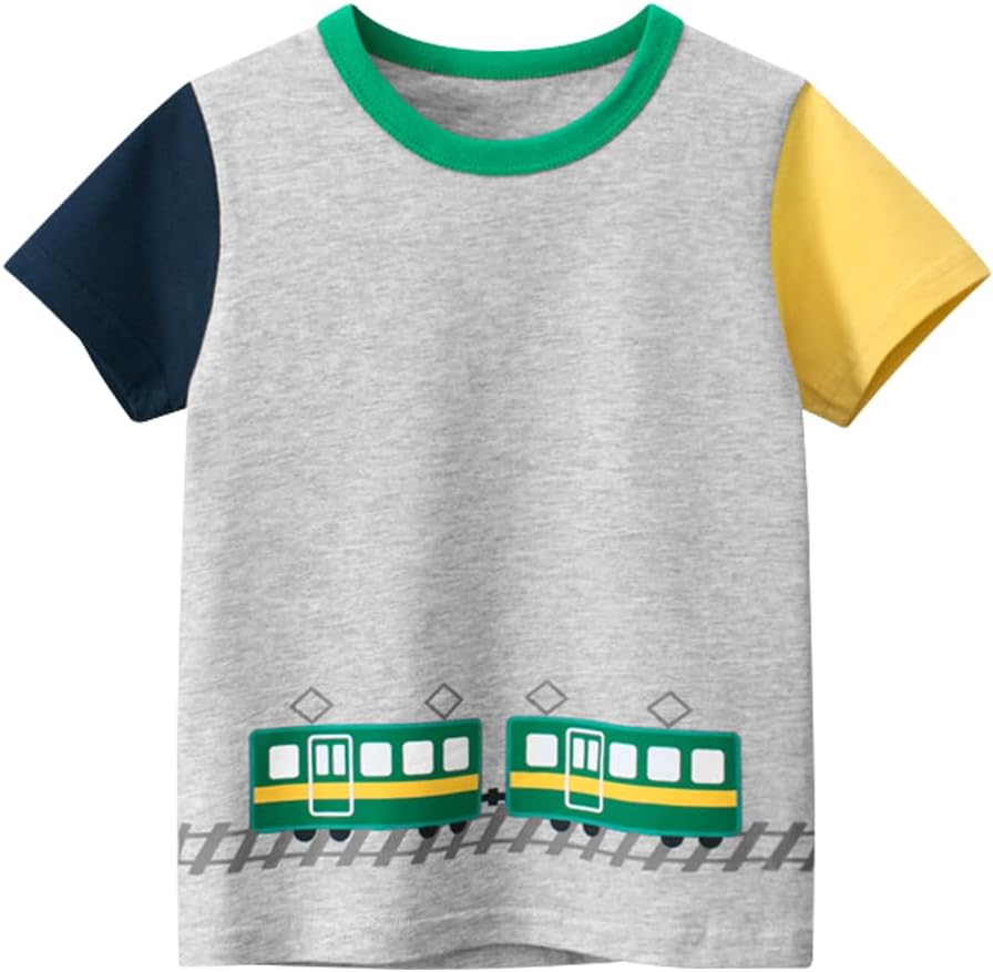 Boys' 4-Pack Excavator Short Sleeve Crewneck T-Shirts Top Tee Size 2-7 Years Toddler Boys' Value Pack Cotton T-Shirt
