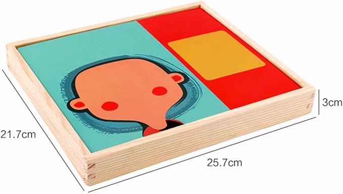 Wooden Magnetic Jigsaw Puzzles Toy, Toddler Craft Toys Educational Travel Puzzle Games Double Sided Drawing Easel for Boys and Girls