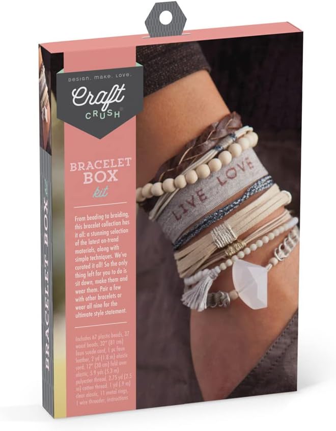 Craft Crush — Bracelet Box: Neutrals — Makes 9 Amazing Bracelets — Crafting Kits — For Ages 13+, Small
