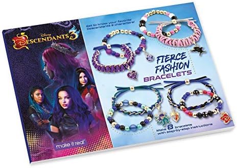 Make It Real Disney Descendants 3 Fierce Fashion Jewelry Kit - DIY Bead & Charm Bracelet Making Set, Includes Supplies, Beads, Charms, Descendants Book - Create 8 Bracelets, for Ages 8