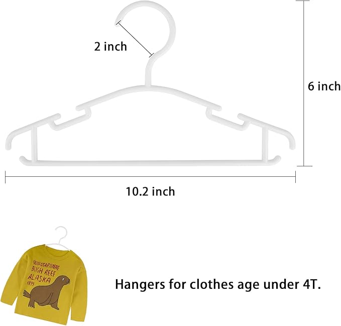 GoodtoU White Baby Hangers for Closet Kid Hangers Bulk Childrens Hangers Plastic Small Hangers 10.24inch(80pack, White)