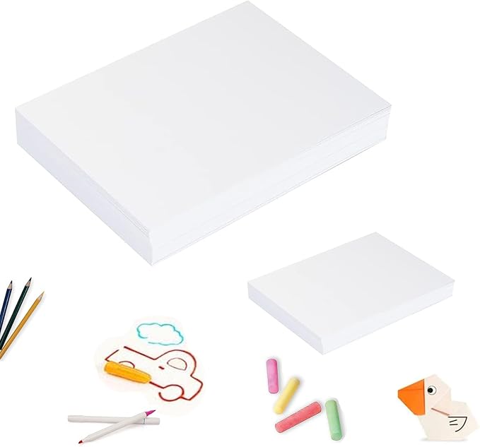 WAUPPY Sketch Drawing Paper 200 Sheets Art Craft Paper for Kids, School Easel Arts Supplies, White Coloring Paper, Doodle Paper