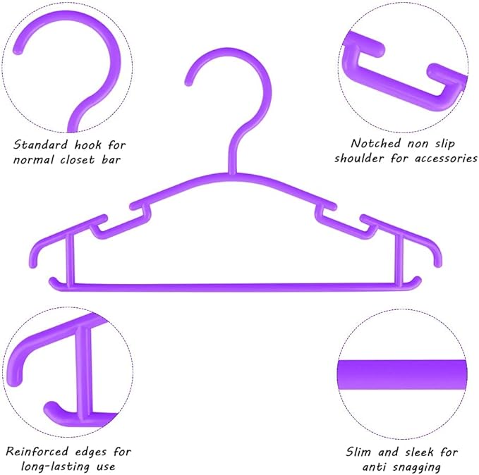 Childrens Hangers Kids Hangers for Clothes Kid Hanger Bulk Purple Kids Hangers 100 Pack